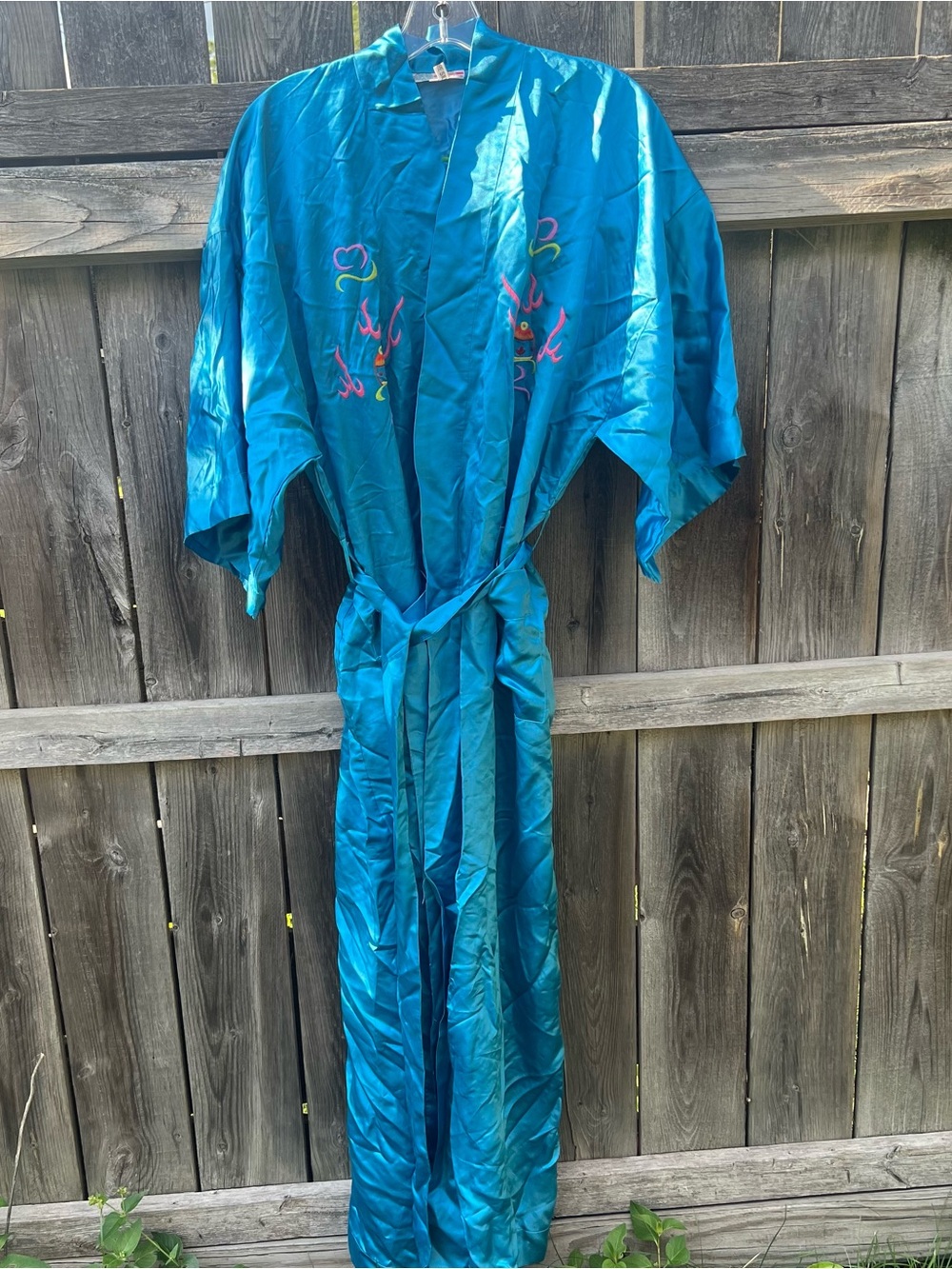 Peacock brand Silk Kimono Robe with Floral Tag